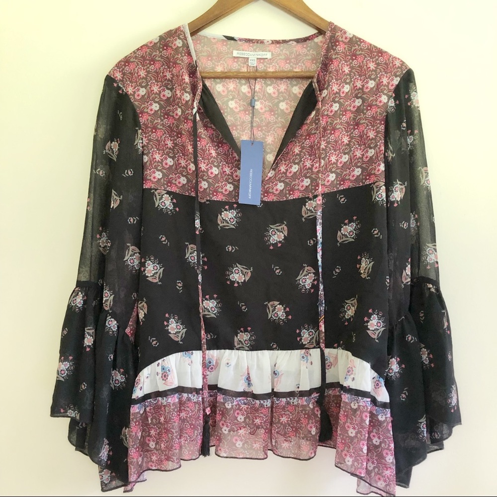Rebecca Minkoff Floral Bell Sleeve Blouse - Picture 2 of 7